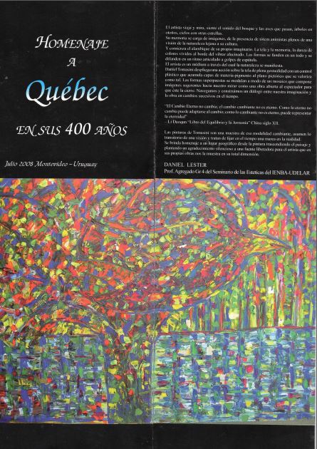 Daniel Tomasini catálogo  Homenaje a Québec  exposición Alianza francesa,  