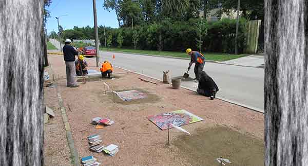 Daniel Tomasini extensión universitaria  paneles mosaicos de piso Monte de la Francesa