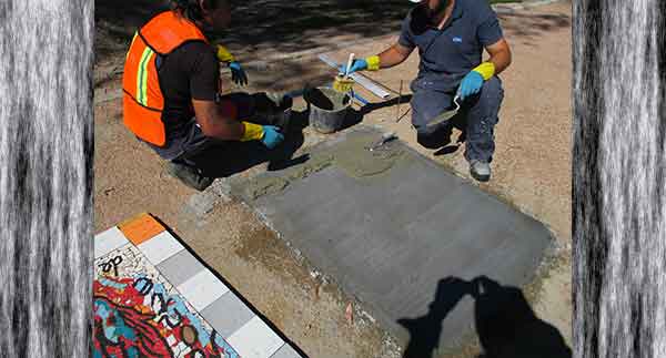 Daniel Tomasini extensión universitaria  paneles mosaicos de piso Monte de la Francesa