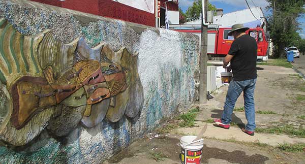 Daniel Tomasini intervención mural en San Gregorio de Polanco